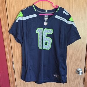 Womens Seahawks Navy and Green Jersey Lockett
